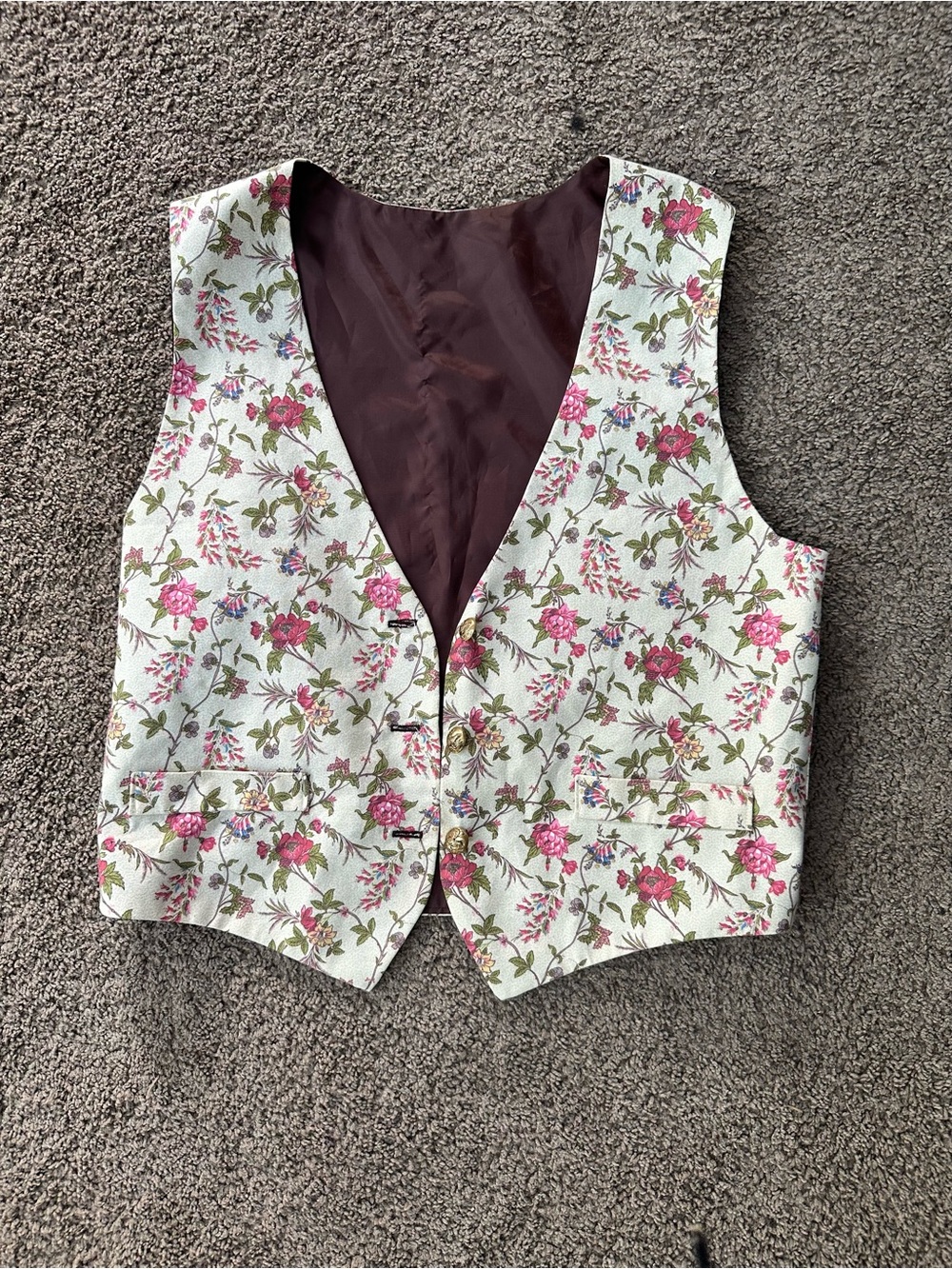 Vintage Floral Cream & Pink Women’s Vest-S
